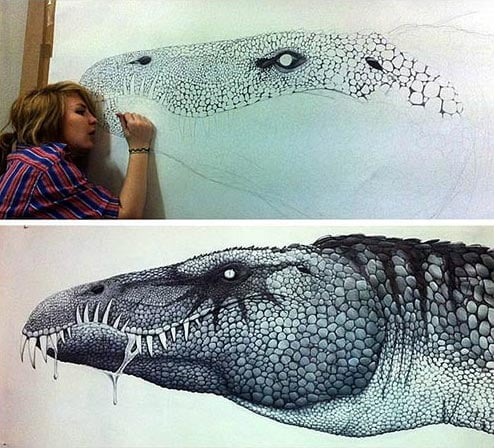 dinosaur drawing gcse