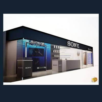 طراحی دکوراسیون فروشگاه سه بعدی سونی
